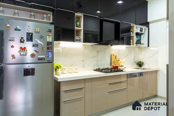 Stylish kitchen in a modern Mumbai 1 BHK flat