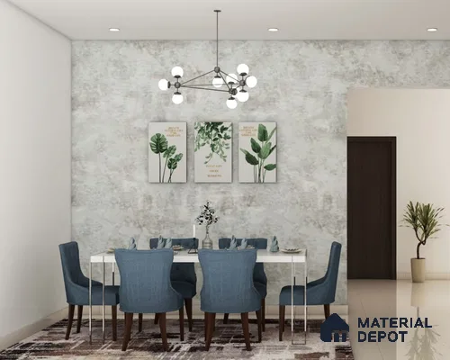 Chic blue & white dining room.