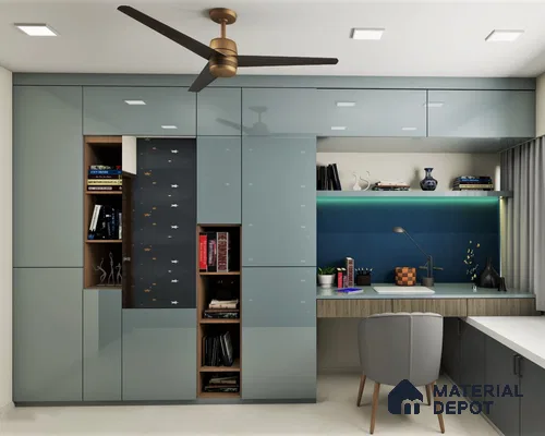 Modern Spacious Kids Bedroom with Bookshelf and Soft Colors