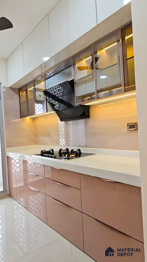 Modular Kitchen With Acrylic Laminates | Material Depot