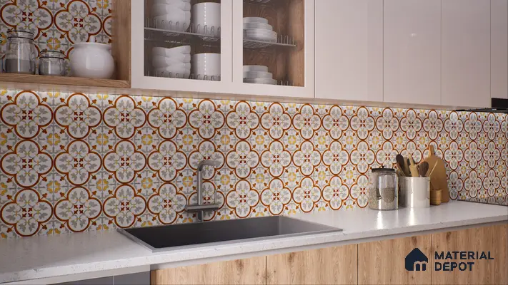 Moroccan Floor & Wall Tile TL 02121 Cool Grey & Brown 2 ft x 2 ft Matte Finish Vitrified Tile - 9.5 mm | Suitable For Kitchen, Bathroom, Dining Area | Please Expect a Slight Variation of Pattern
