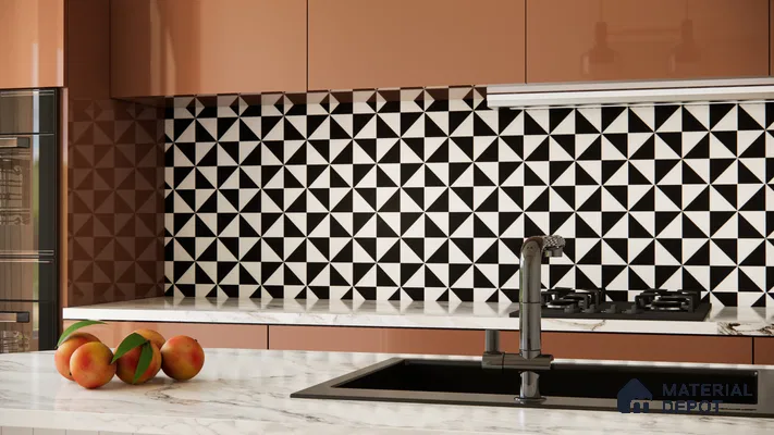Patterned Look Wall & Floor Tile TL 08221 Delta 2 ft x 2 ft Vitrified Matte Finish - 9 mm | Please Expect a Slight Variation of Pattern