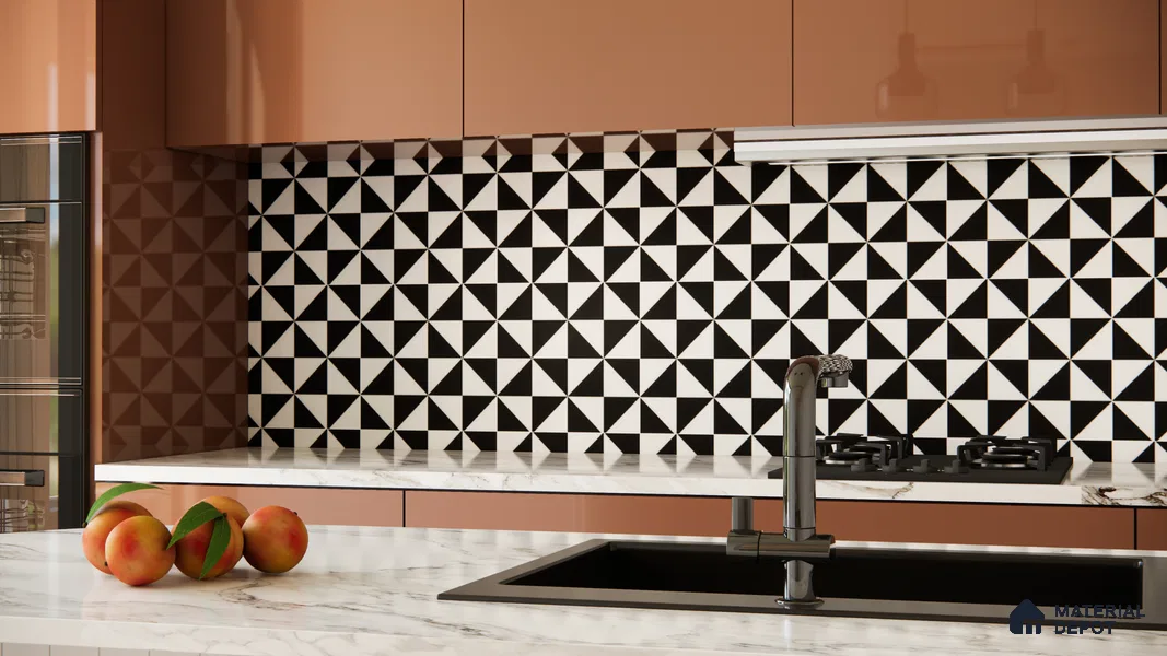 Patterned Look Wall & Floor Tile TL 08221 Delta 2 ft x 2 ft Vitrified Matte Finish - 9 mm | Please Expect a Slight Variation of Pattern