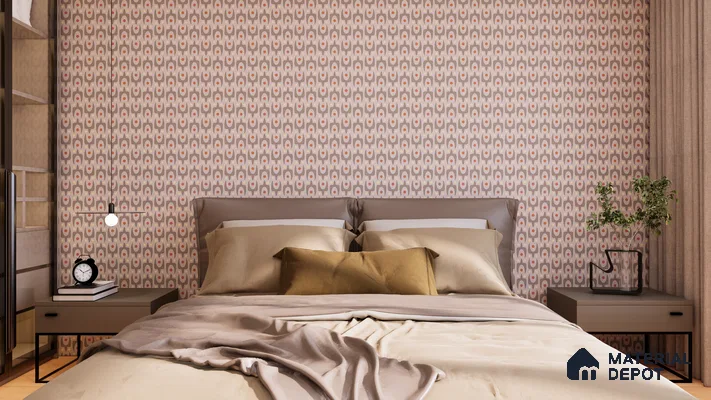 Muted Retro Patterned Bedroom with Earthy Accents | Material Depot