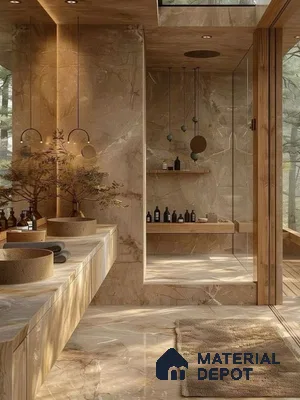 Natural Beige Marble Spa-Inspired Bathroom | Material Depot