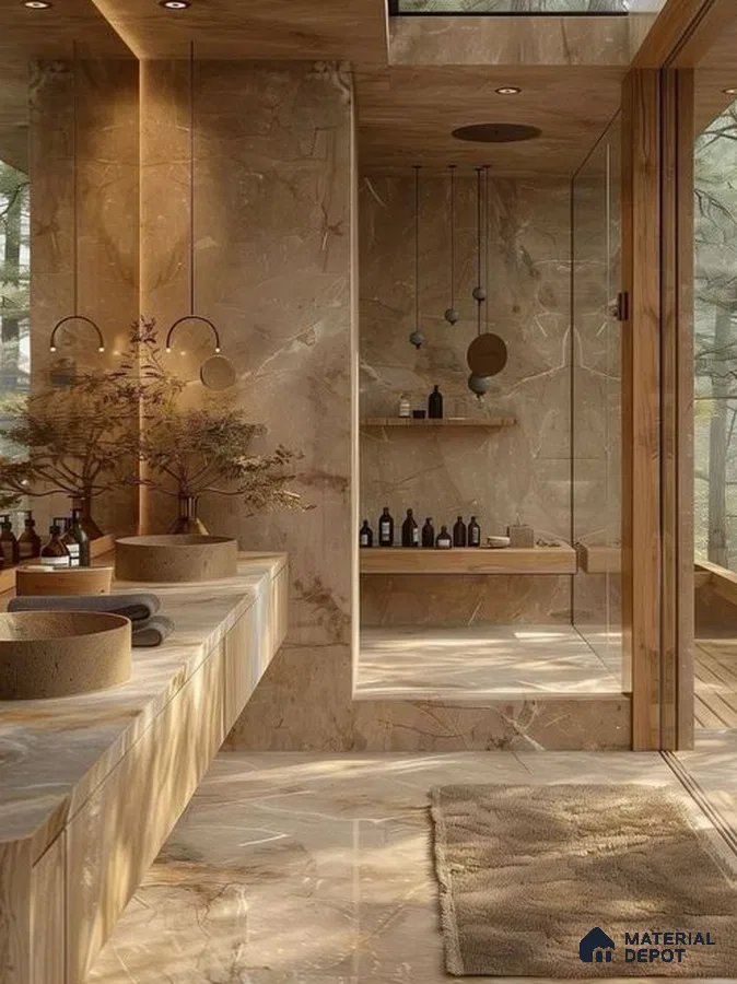 Natural Beige Marble Spa-Inspired Bathroom | Material Depot