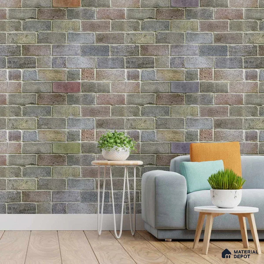 A close-up of a 3D Natural Brick Look Wallpaper for Walls 19.6 Inches(W) x 420 Inches(H) Atarangi Series 3D Patterned - 57 Sq. Ft. with a finish available at Material Depot in Bangalore
