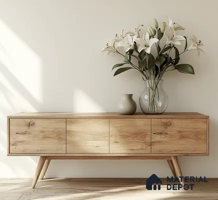 Natural Oak Wooden Laminate Console Table for Minimalist Living Room | Material Depot