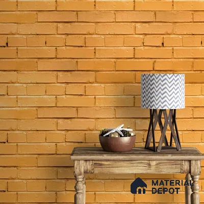 A close-up of a 3D Natural Yellow Brick Look Wallpaper 19.6 Inches(W) x 420 Inches(H) Atarangi Series 3D Patterned - 57 Sq. Ft. with a finish available at Material Depot in Bangalore