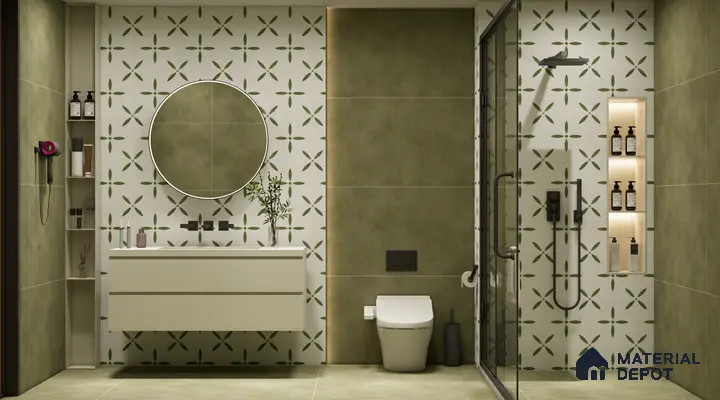 Moroccan Tile TL 05173 Zellige Urban Green Multi Colour 1 ft x 1 ft Vitrified Matte Finish - 9 mm | Suitable for Kitchen, Bathroom, Balcony Floor & Wall | Please Expect a Slight Variation of Pattern