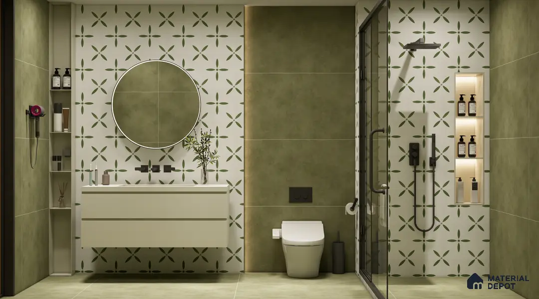 Moroccan Tile TL 05173 Zellige Urban Green Multi Colour 1 ft x 1 ft Vitrified Matte Finish - 9 mm | Suitable for Kitchen, Bathroom, Balcony Floor & Wall | Please Expect a Slight Variation of Pattern