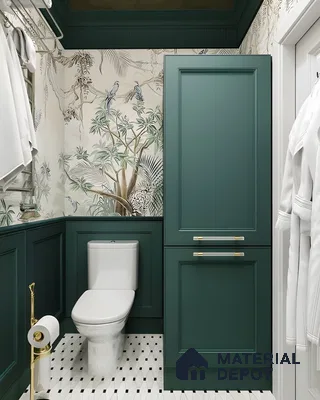 Nature-Inspired: Jungle Themed Bathroom with Deep Green Paneling | Material Depot
