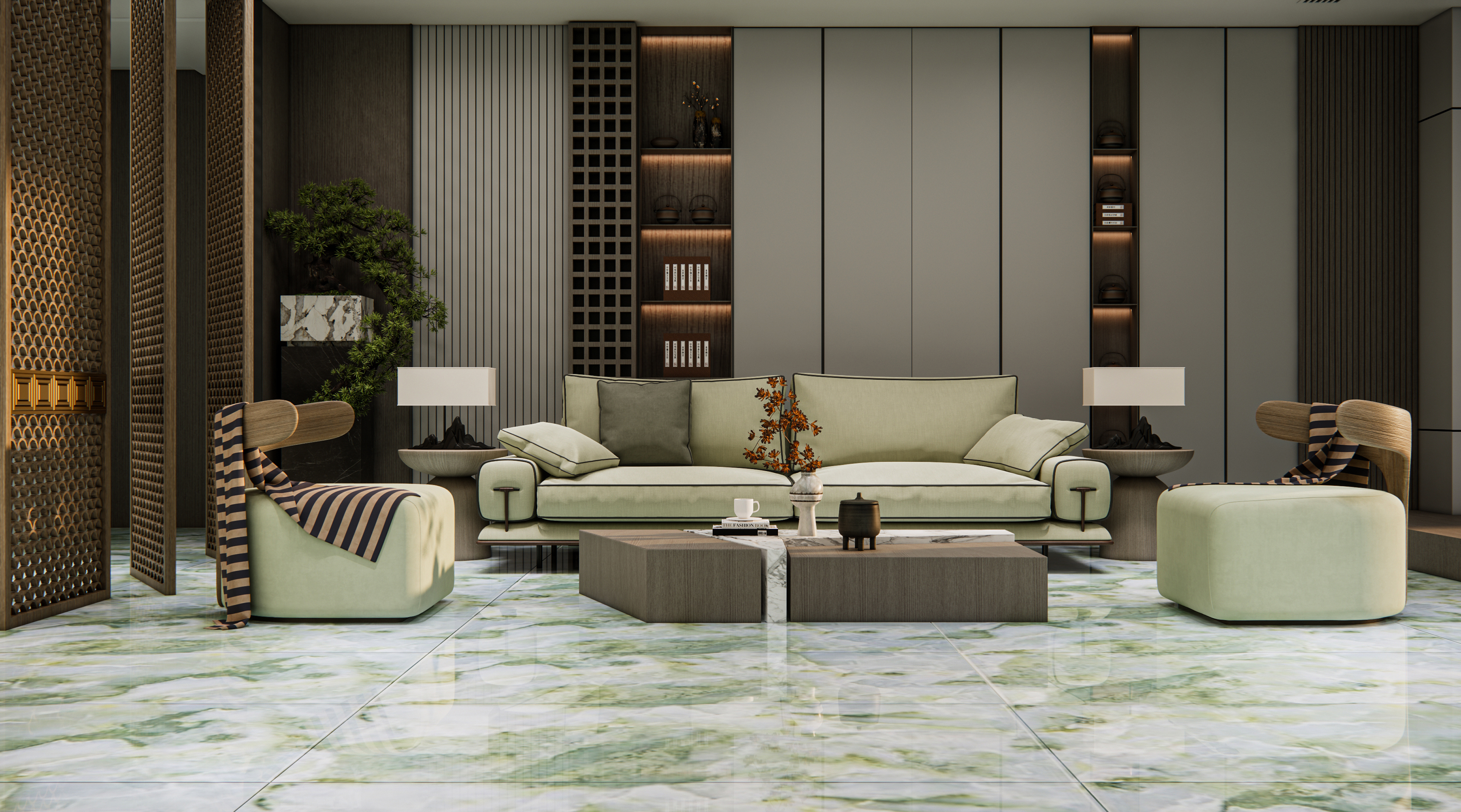 Marble Wall & Floor Tile TL 05147 Marblis Jade Cascade 4 ft x 2 ft Vitrified Endless Glossy Finish - 9 mm (Random 4) | Suitable for Living Room, Bedroom & Bathroom
