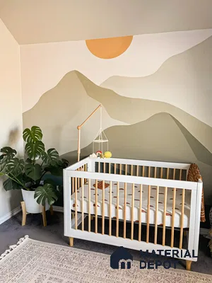 Nature-Inspired Nursery with Mountain Mural | Material Depot