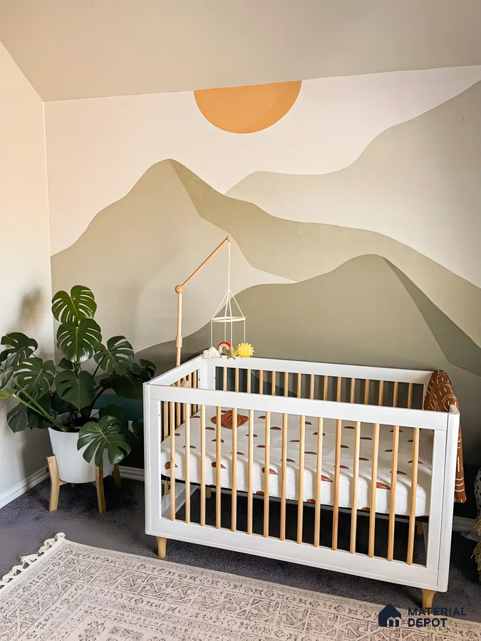 Nature-Inspired Nursery with Mountain Mural | Material Depot