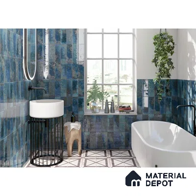 Nautical Serenity Aqua-Inspired Bathroom with Sunlit Botanical Oasis | Material Depot