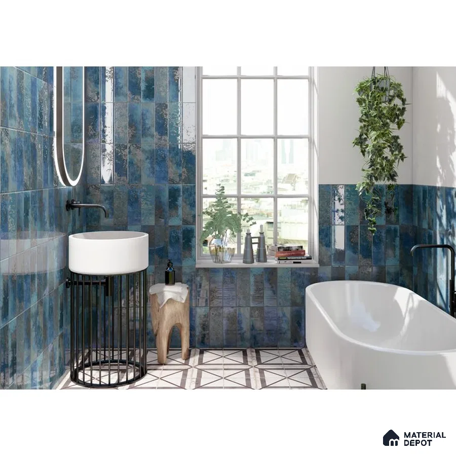 Nautical Serenity Aqua-Inspired Bathroom with Sunlit Botanical Oasis | Material Depot