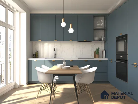 Navy Blue Kitchen with Gold Accents | Material Depot