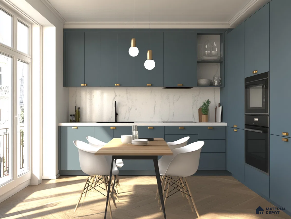 Navy Blue Kitchen with Gold Accents | Material Depot