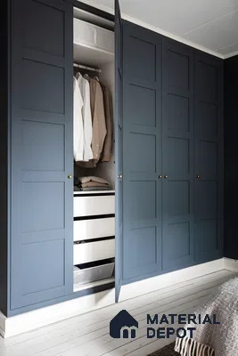 Navy Blue Wardrobe with Brass Hardware | Material Depot