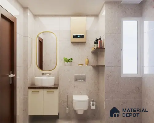 Chic Light Brown Small Bathroom Design