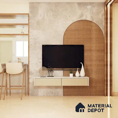 Scandinavian TV Unit with Arched Panels.