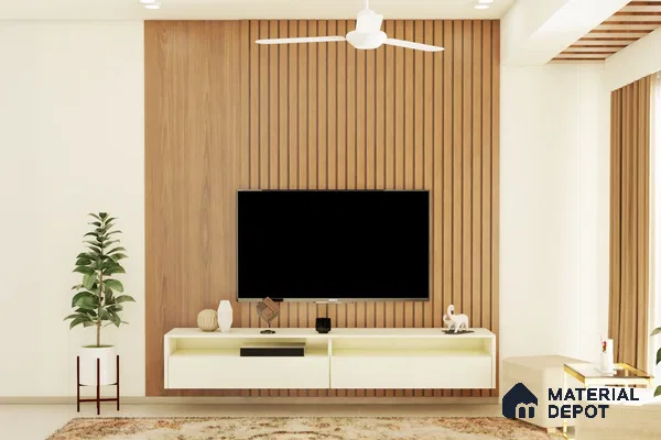 Scandinavian Wooden & Fluted TV Unit