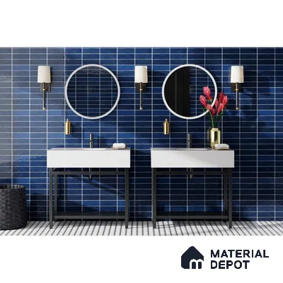 Oceanic Tranquility Blue Hues and White Accents in Bathroom | Material Depot