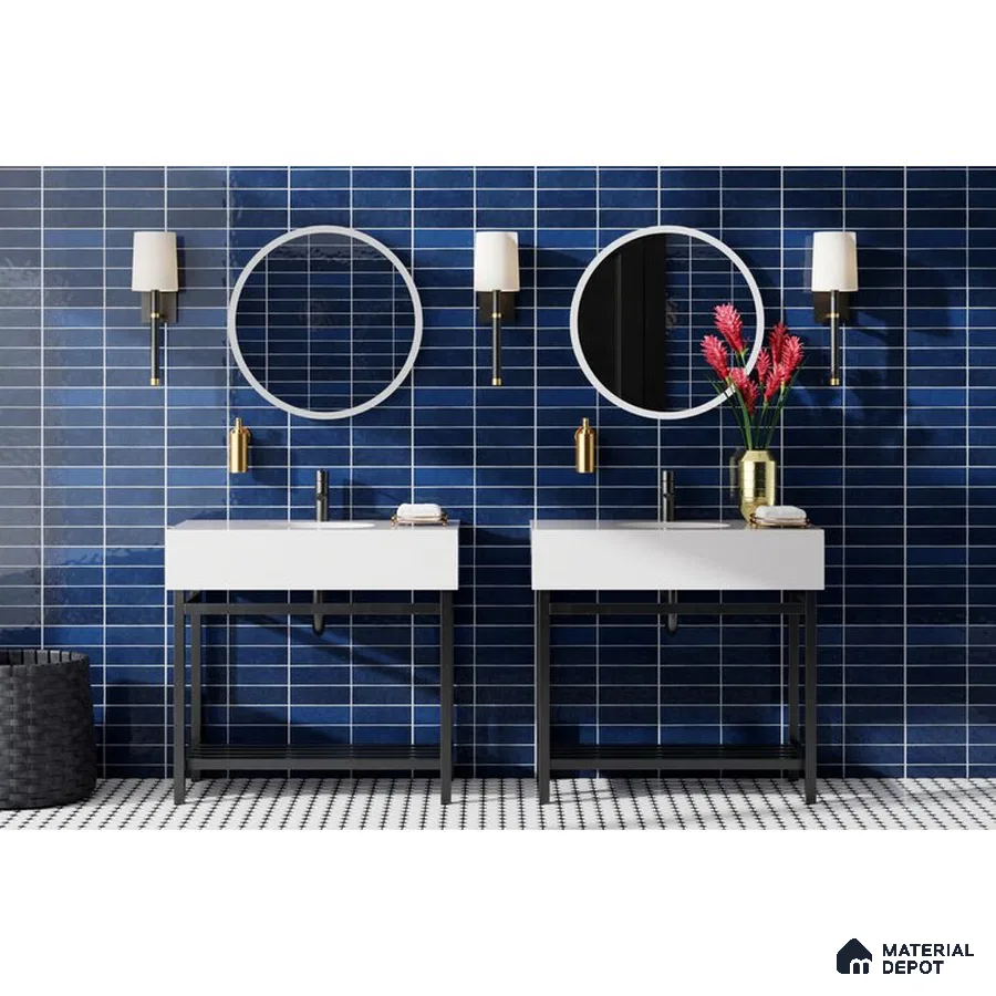 Oceanic Tranquility Blue Hues and White Accents in Bathroom | Material Depot