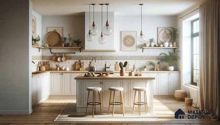 Open Bohemian Kitchen with Natural Textures and Earthy Tones | Material Depot