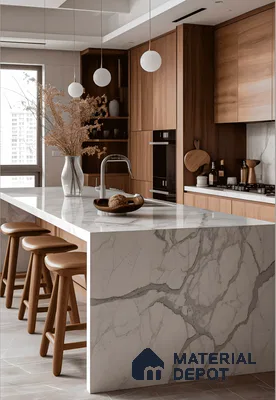 Open Concept Kitchen With Wooden Laminates | Material Depot