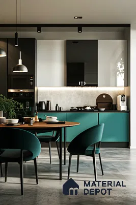Open Plan Kitchen With Sleek Black Materials  | Material Depot