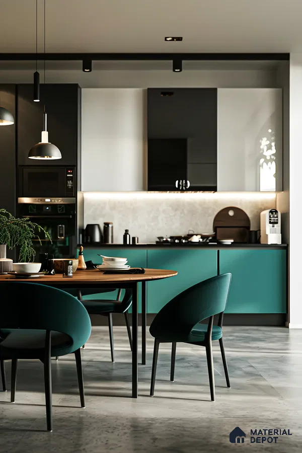 Open Plan Kitchen With Sleek Black Materials  | Material Depot