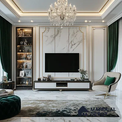 Opulent Elegance: A Classic Living Room with Marble Accents | Material Depot