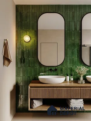 Opulent Oasis: A Modern Bathroom with Emerald Accents | Material Depot