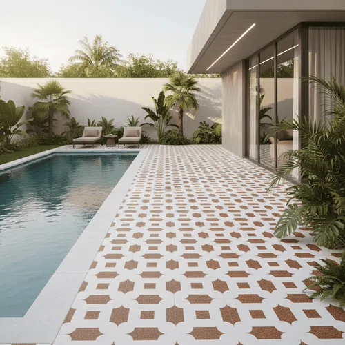 Pool side space outside a luxurious villa