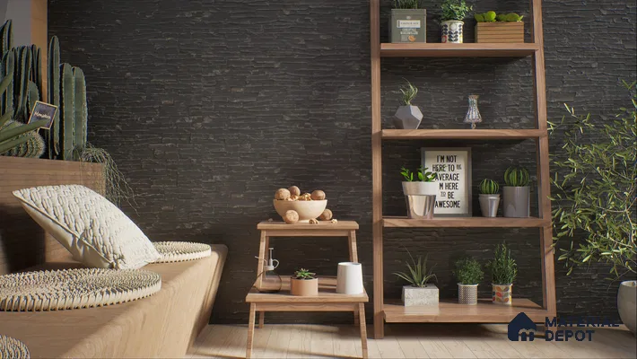 WL 00082 Black Waterfalls 600 x 150 mm Natural Stone Wall Cladding |  Stone is a Natural Product, Please Expect Variation in Shades