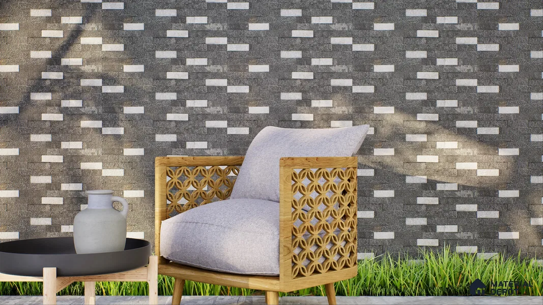 WL 00099 Ice Sparkle 600 x 150 mm Natural Stone Wall Cladding | Stone is a Natural Product, Please Expect Variation in Shades