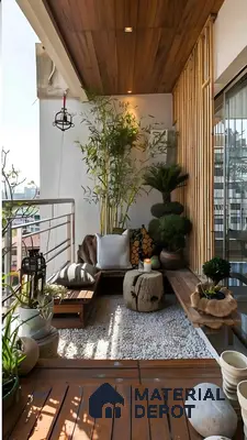 Outside Balcony With Wooden Materials | Material Depot