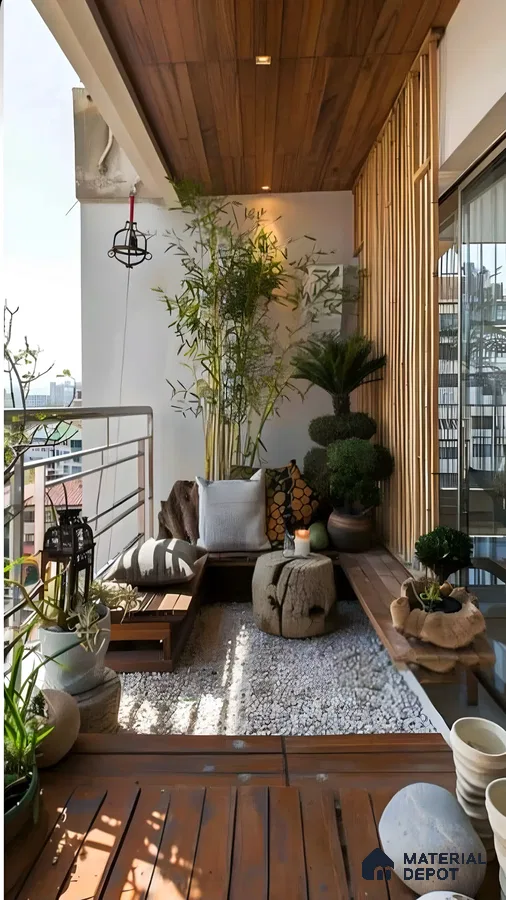 Outside Balcony With Wooden Materials | Material Depot