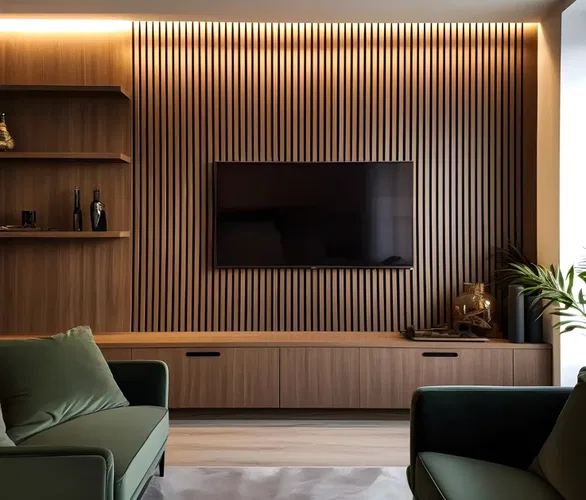 Highlighter Louvers in a TV Unit Wall