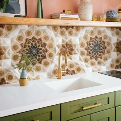 Closeup application image of Patterned Tiles Tile in Kitchen