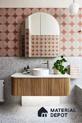 Patterned Wall Bathroom With Terrazzo Finish | Material Depot