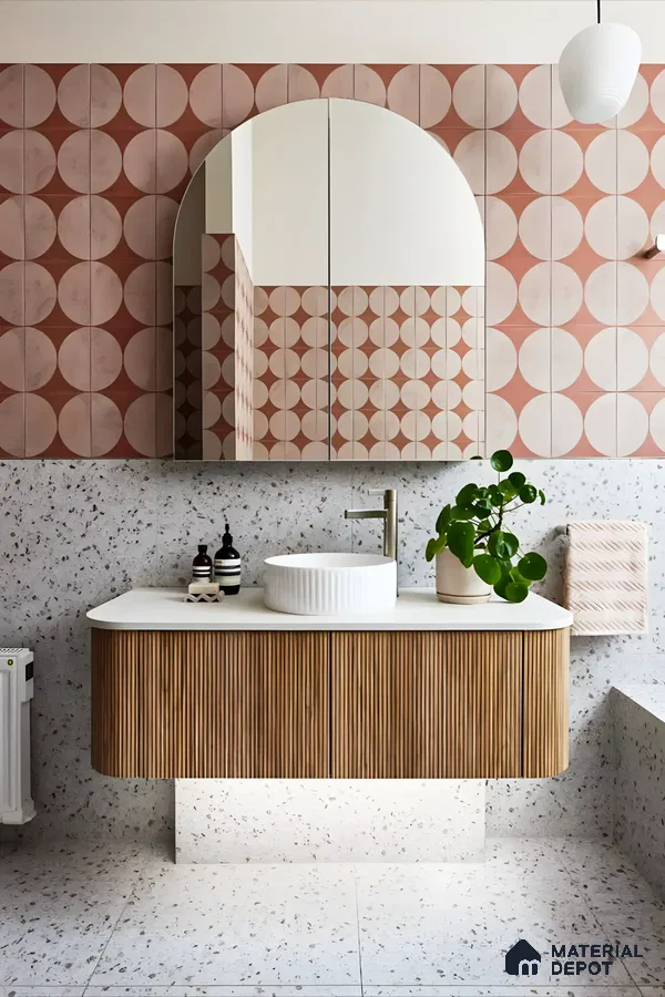 Patterned Wall Bathroom With Terrazzo Finish | Material Depot