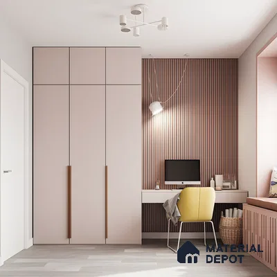 Pink Laminates With Modern Fluted Panels | Material Depot