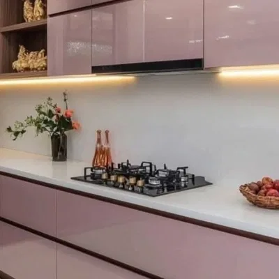 Closeup application image of Plain Glossy 2 by 4 Tile in Kitchen
