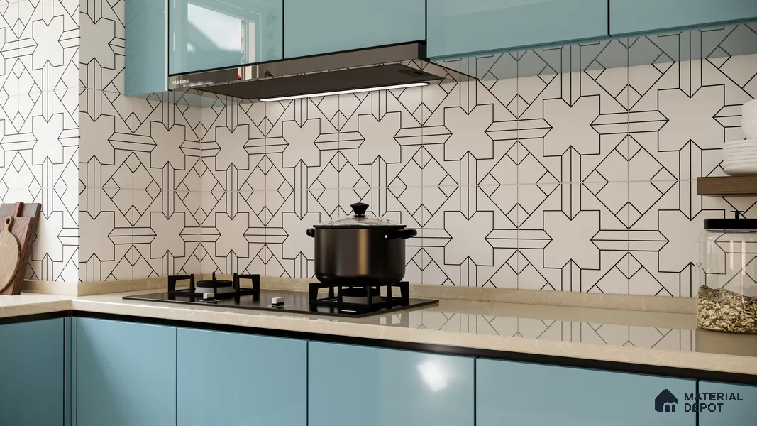 Multifired Moroccan Floor & Wall Tile TL 05712 Zellige Delicate Strokes 12 x 12 inch Vitrified Matte Finish - 9 mm | Suitable for Living Room, Bathroom, Kitchen & Backsplash