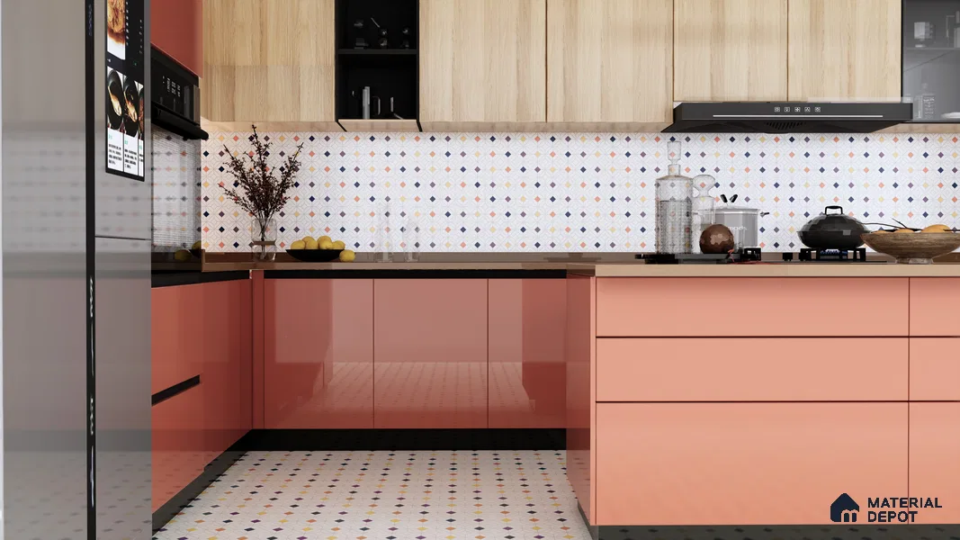Moroccan Floor & Wall Tile TL 04375 Multi Nodes 1 ft x 1 ft Matte Finish Ceramic Tile - 9 mm | Suitable For Kitchen, Bathroom, Dining Area | Please Expect a Slight Variation of Pattern