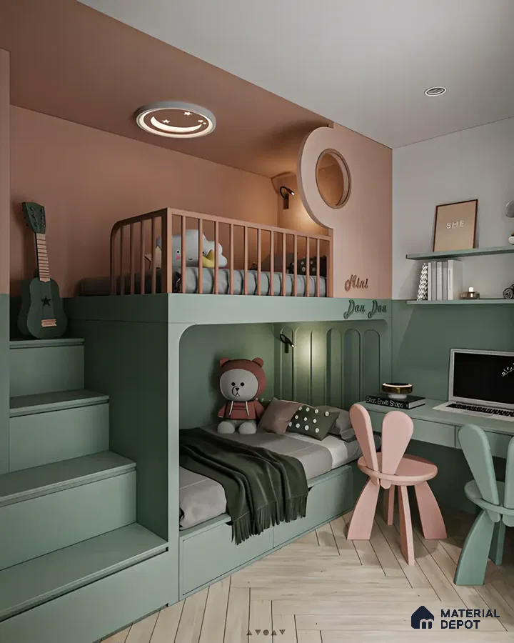 Playful Loft Nursery with Modern Pastel Tones | Material Depot