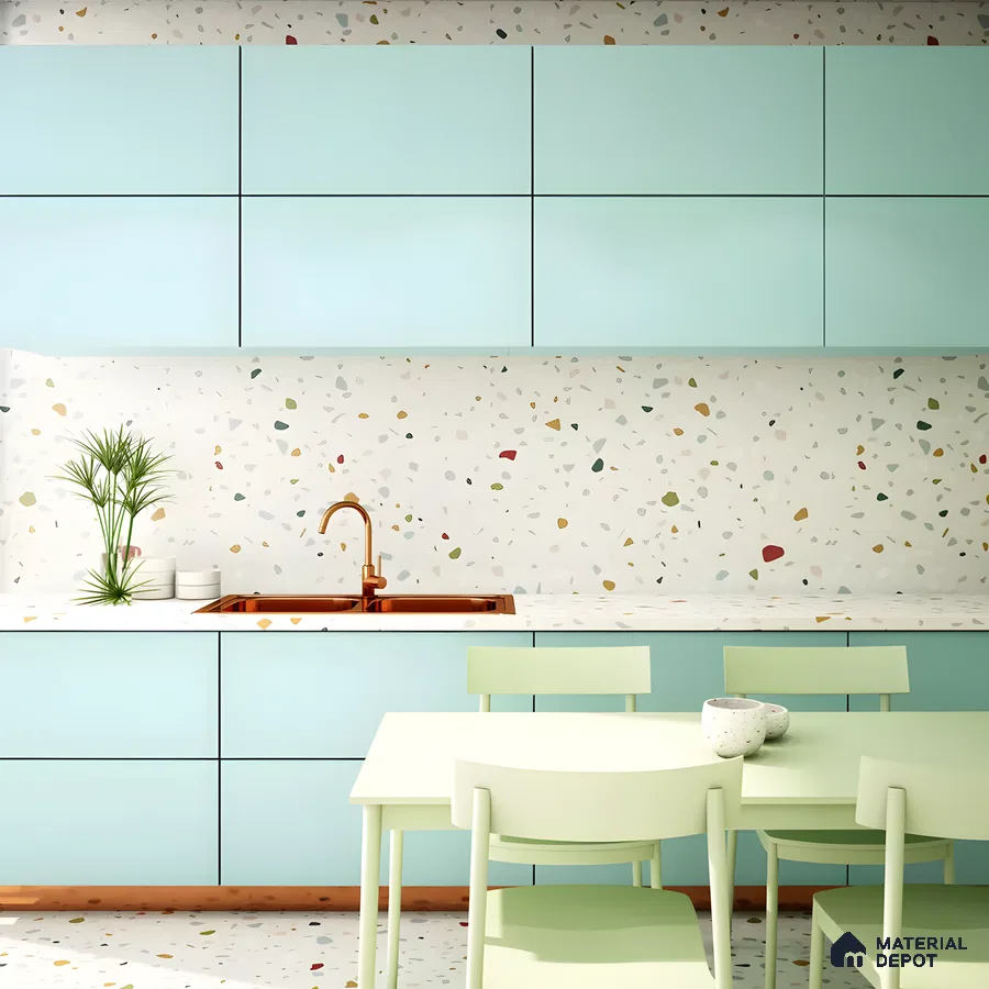 Playful Pastel Kitchen With Full Terrazzo Finish | Material Depot